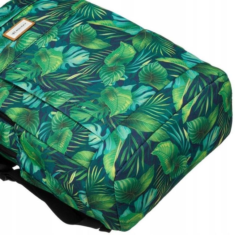 Plecak miejski, zielony, roślinny wzór, Rovicky