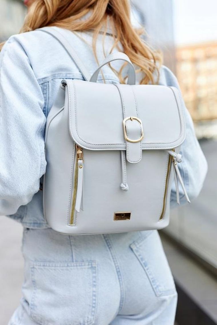 Plecak, szary, skóra ekologiczna, Peterson