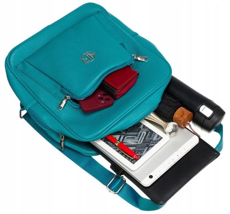 Plecak, turkusowy, skóra ekologiczna, Rovicky