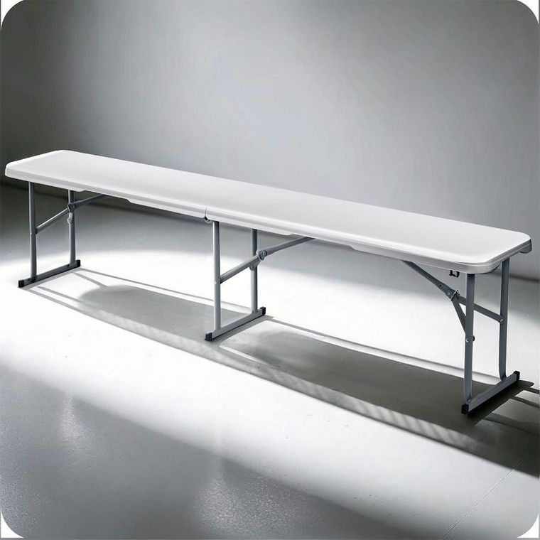 Plonos, ławka cateringowa ogrodowa składana, biała, 180 cm