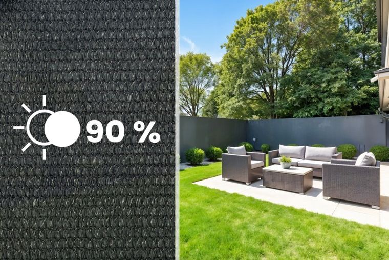 Plonos, siatka cieniująca, 1,5-50m, 140g/m2 + 50 zacisków, szara