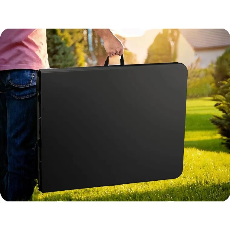 Plonos, stół cateringowy ogrodowy składany, czarny, 244 cm