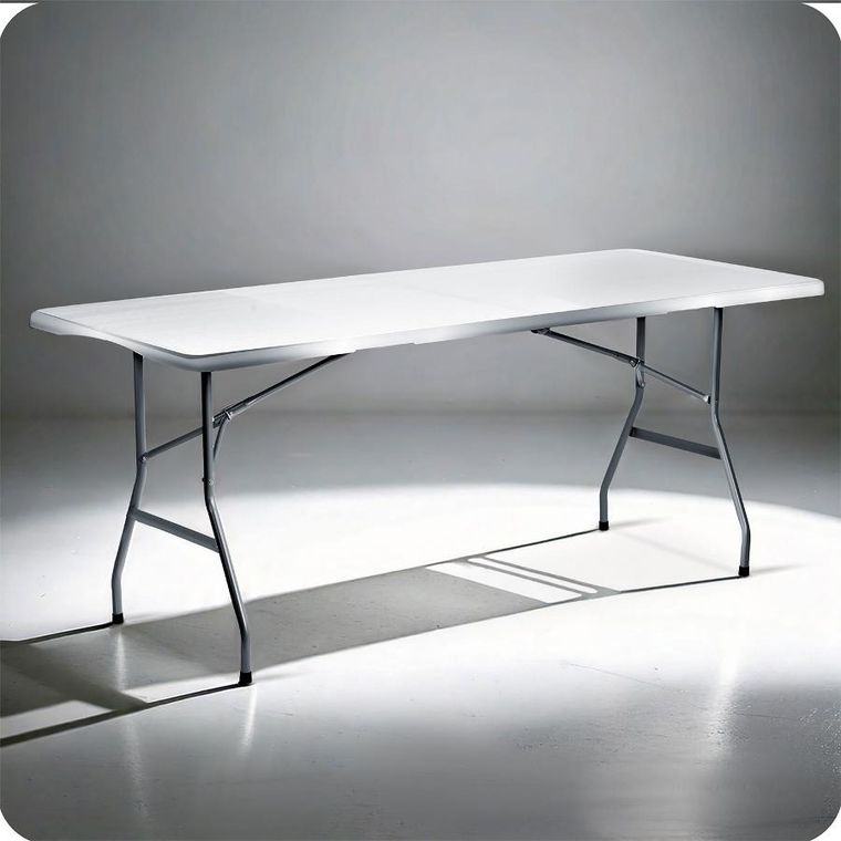 Plonos, zestaw cateringowy ogrodowy składany stół + 2 ławki, biały, 180 cm