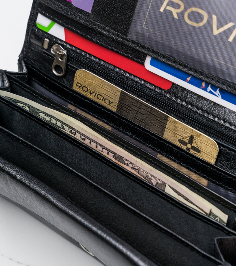 Podłużny portfel damski z bydlęcej skóry naturalnej, Cavaldi