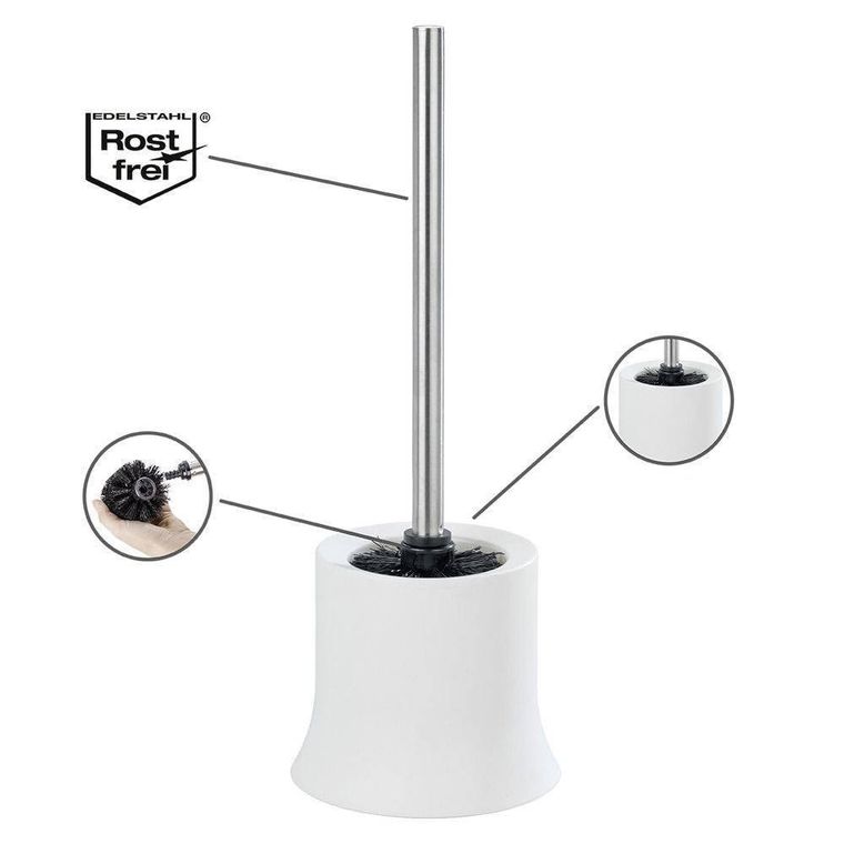 Pojemnik na szczotkę Basic white + szczotka wc