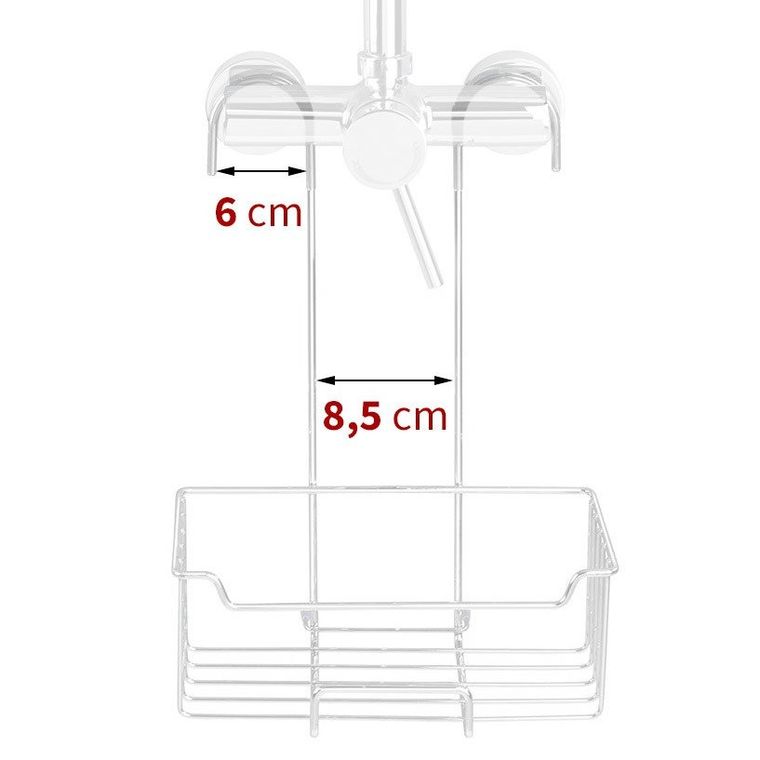 Półka łazienkowa, zawieszana na baterii prysznicowej, Caddy Milo, srebrna