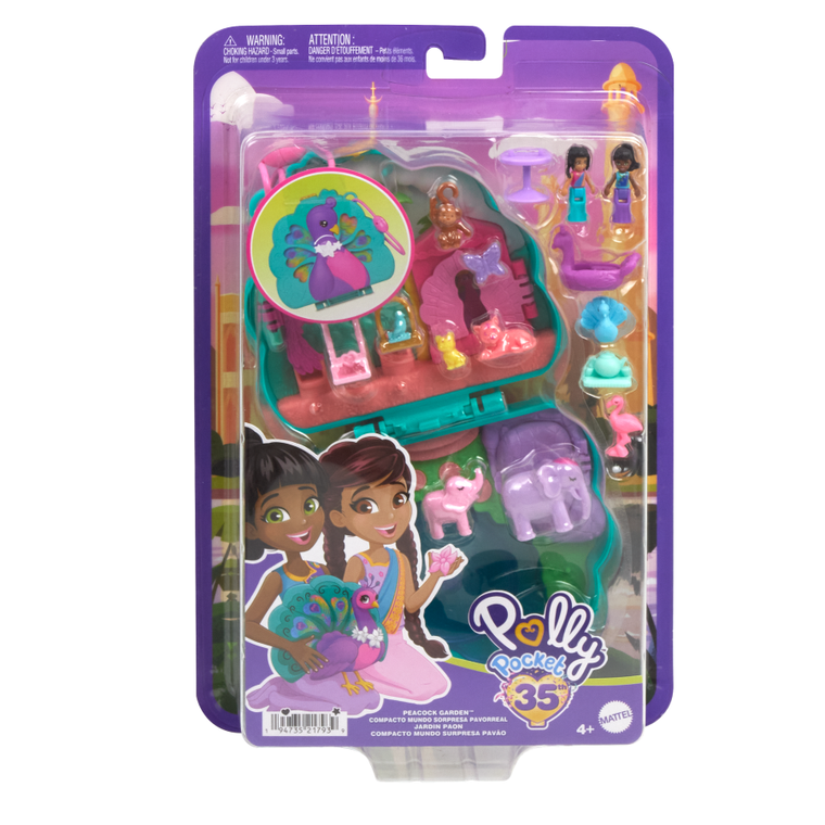 Polly Pocket, Ogród Pawia, kompaktowy zestaw do zabawy z figurkami i akcesoriami