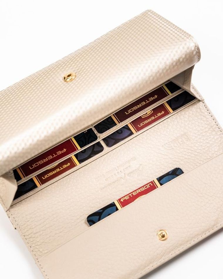 Portfel, beżowy, skórzany, Peterson