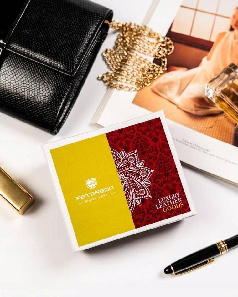 Portfel, beżowy, skórzany, Peterson