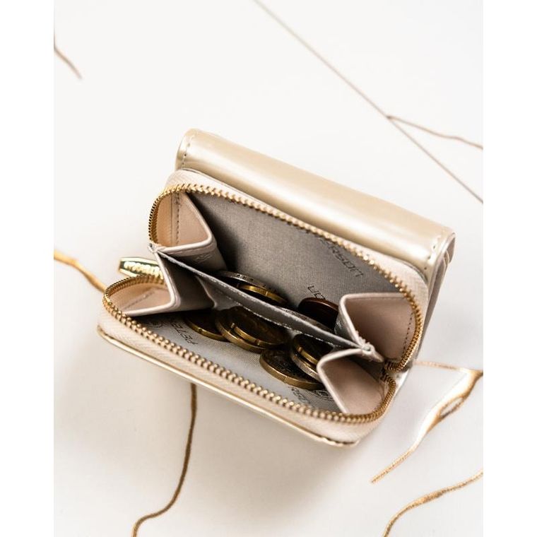 Portfel, beżowy, skórzany, Peterson