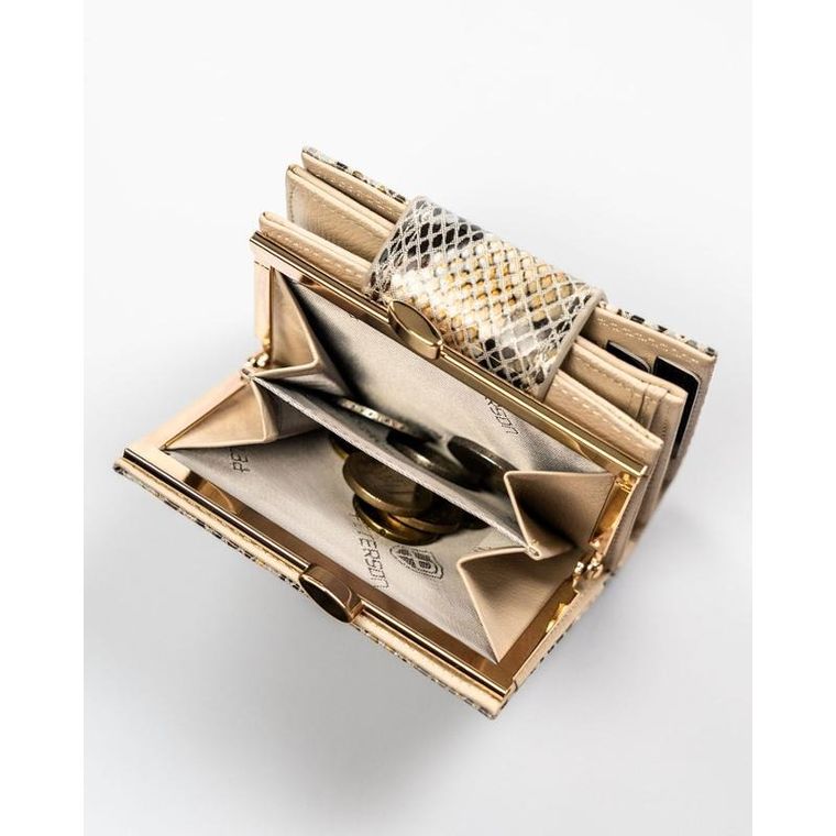 Portfel, beżowy, skórzany, Peterson