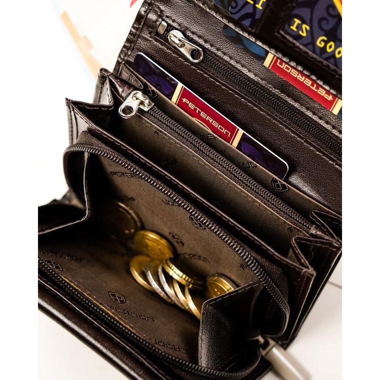 Portfel, brązowy, RFID, Peterson