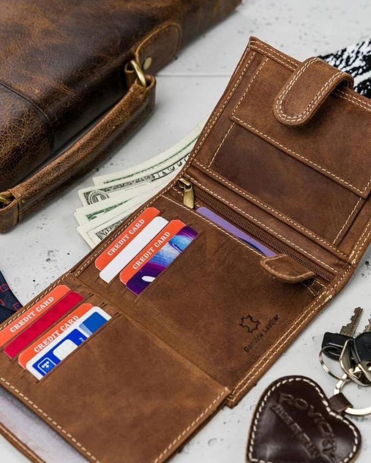 Portfel, brązowy, skórzany, Always Wild