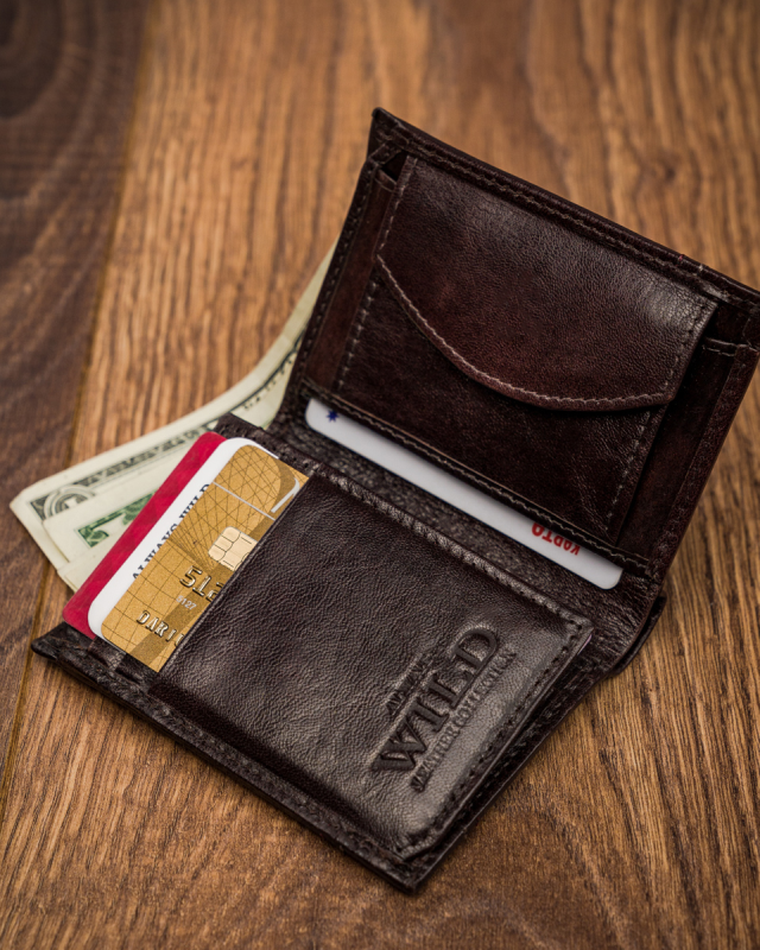 Portfel, brązowy, skórzany, Always Wild