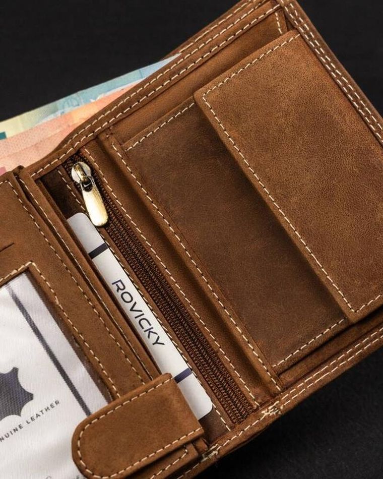 Portfel, brązowy, skórzany, Always Wild