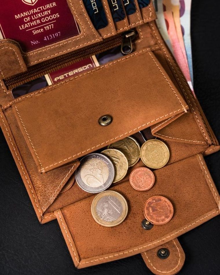 Portfel, brązowy, skórzany, Peterson