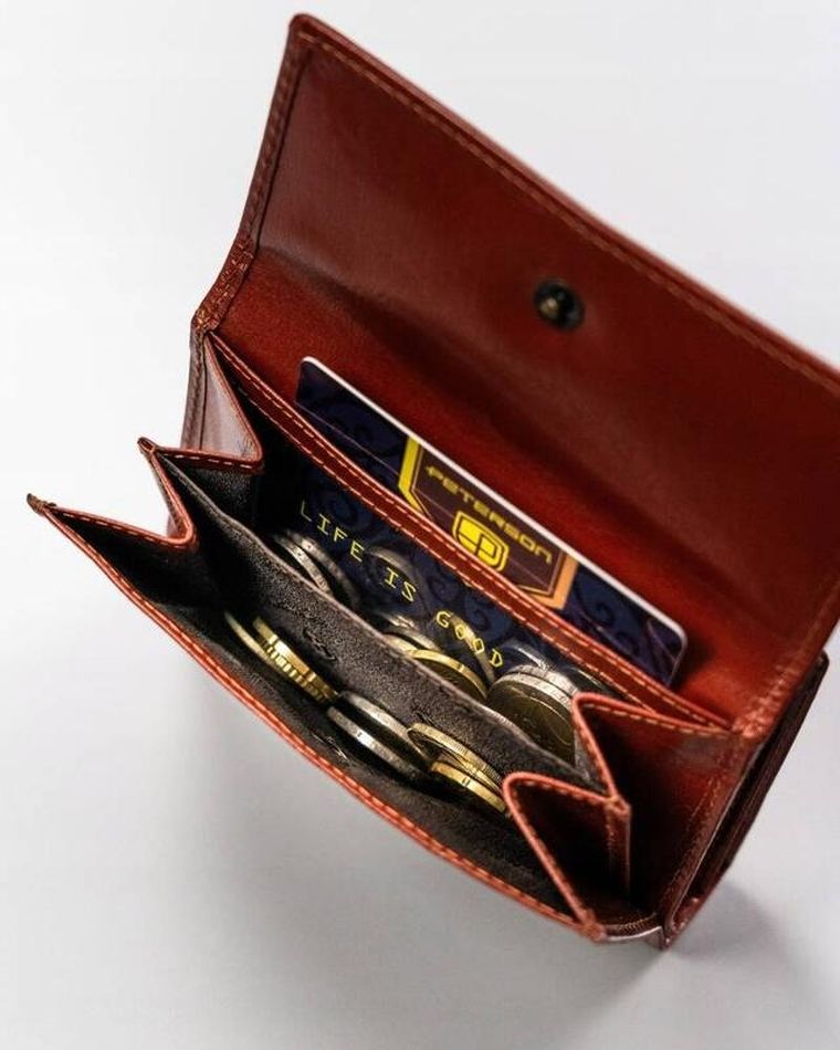 Portfel, brązowy, skórzany, Peterson