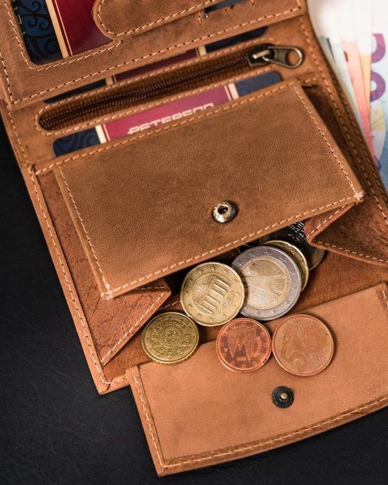 Portfel, brązowy, skórzany, Peterson