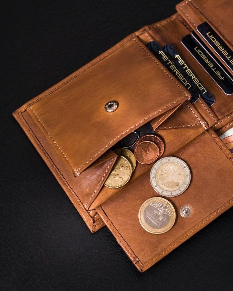 Portfel, brązowy, skórzany, Peterson