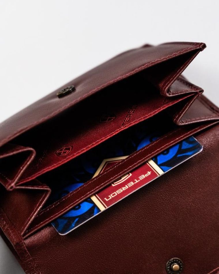 Portfel, brązowy, skórzany, Peterson