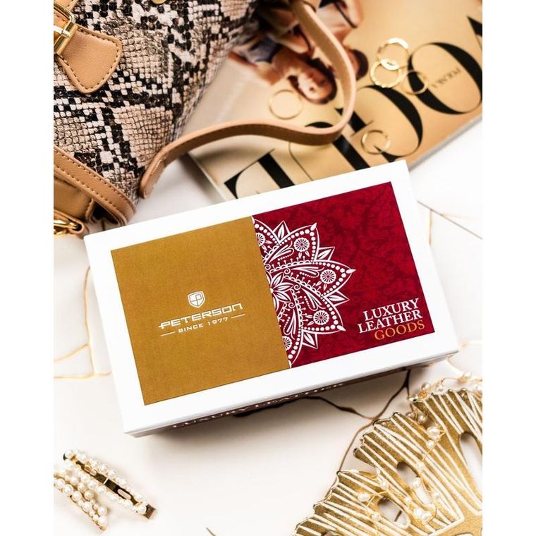 Portfel, brązowy, skórzany, Peterson