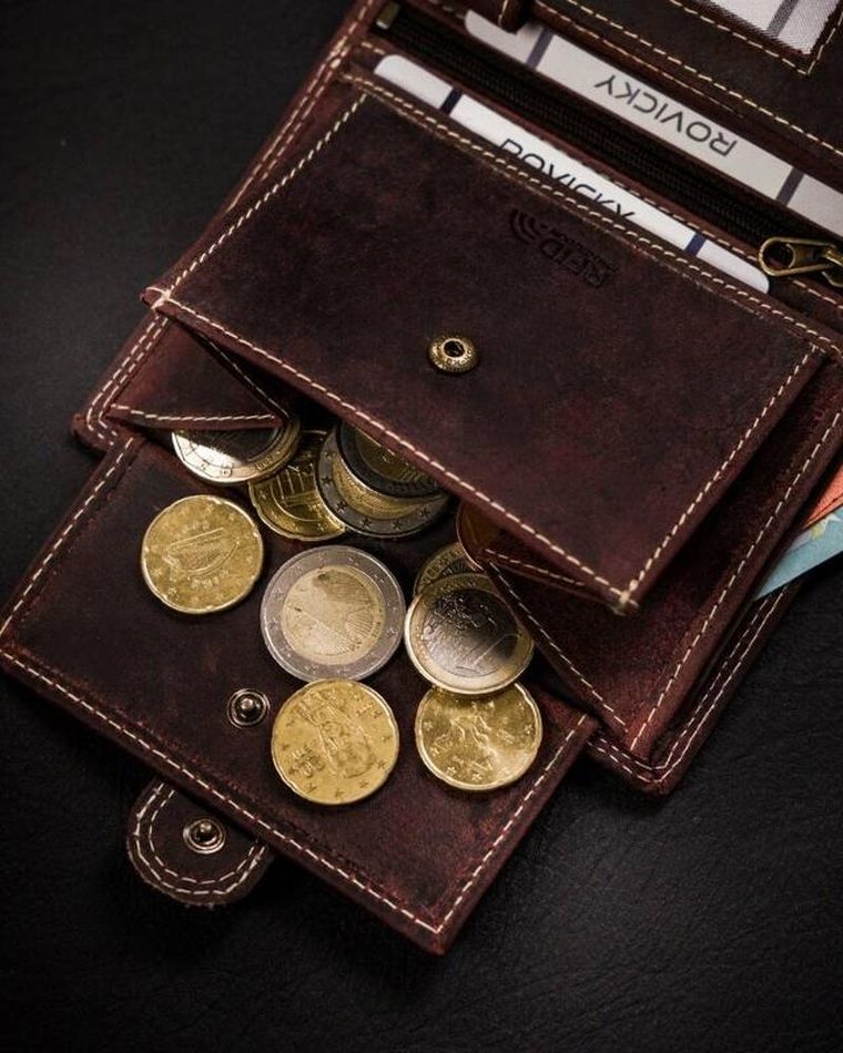 Portfel, brązowy, skórzany, RFID, Always Wild