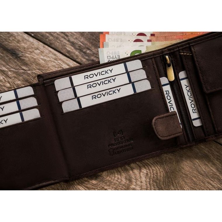 Portfel, brązowy, skórzany, RFID, Always Wild
