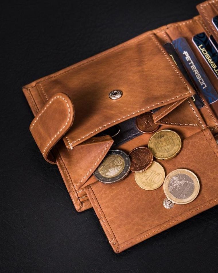 Portfel, brązowy, skórzany, RFID, Peterson
