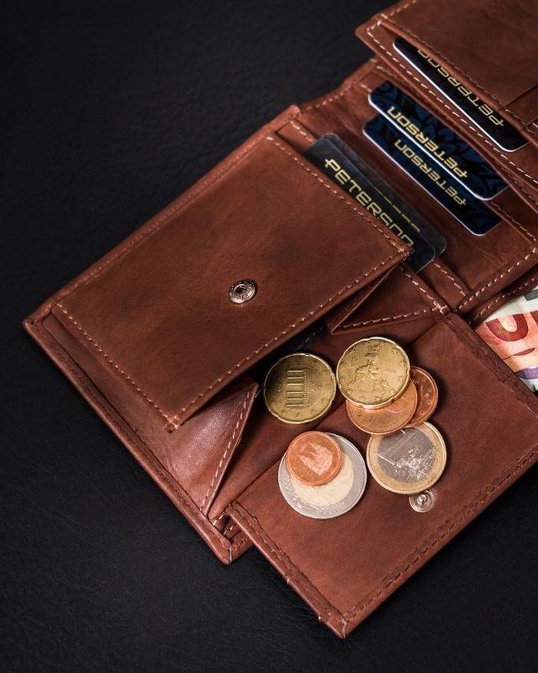 Portfel, brązowy, skórzany, RFID, Peterson
