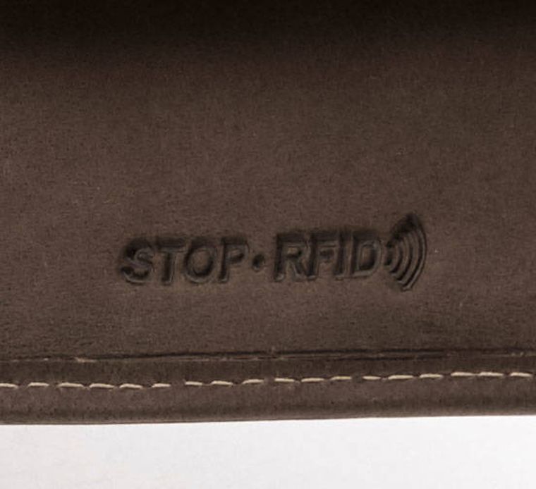 Portfel, brązowy, skórzany, RFID, Peterson