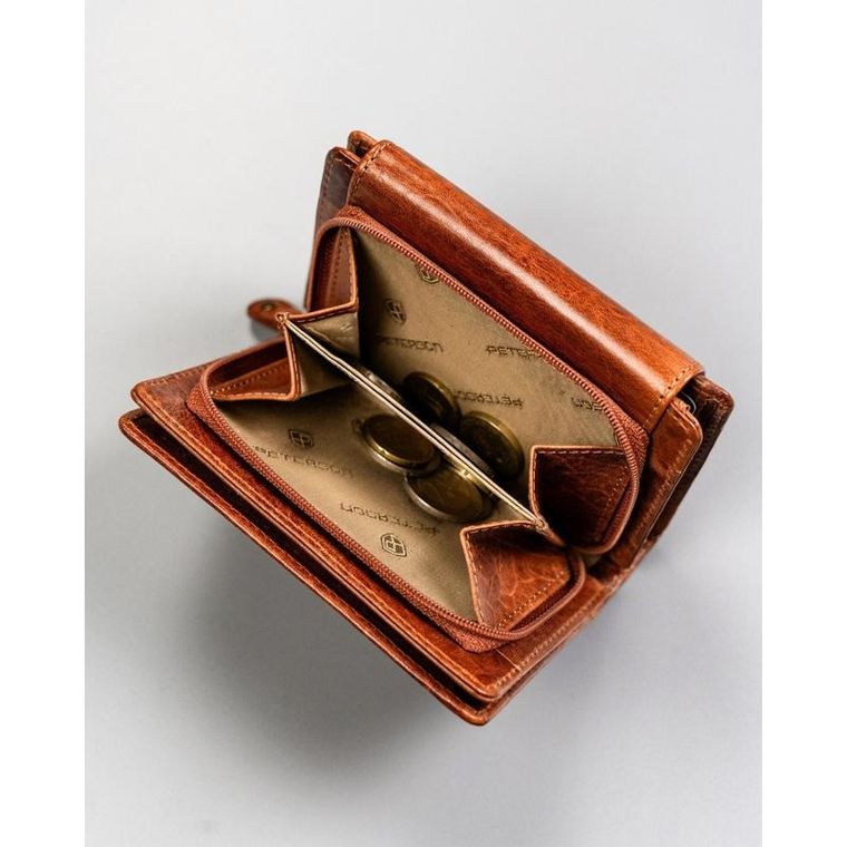 Portfel, brązowy, skórzany, RFID, Peterson