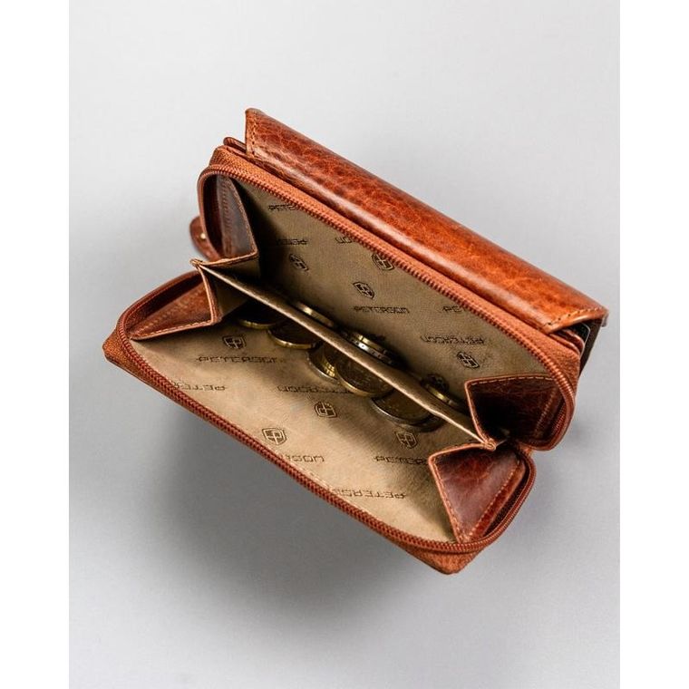 Portfel, brązowy, skórzany, RFID, Peterson