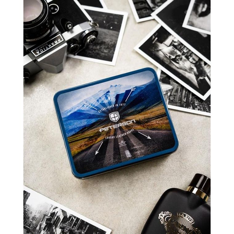 Portfel, brązowy, skórzany, RFID, Peterson