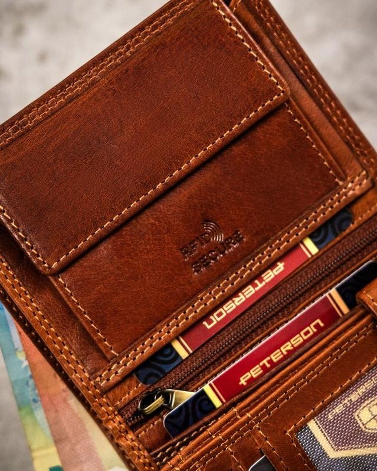 Portfel, brązowy, skórzany, waga, Peterson