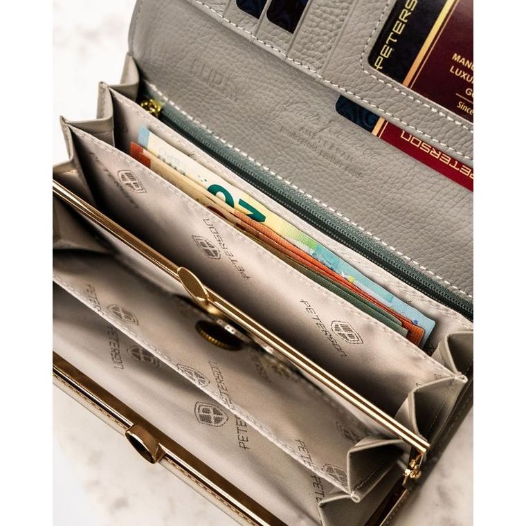 Portfel, czarno-biały, skórzany, Peterson