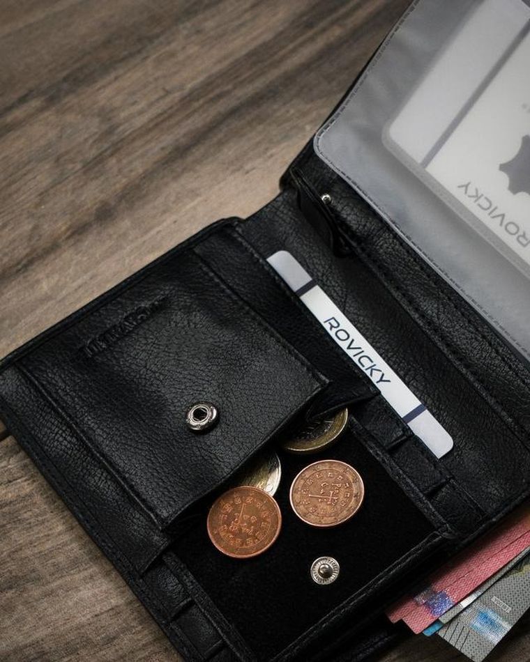 Portfel, czarny, skóra ekologiczna, Cavaldi