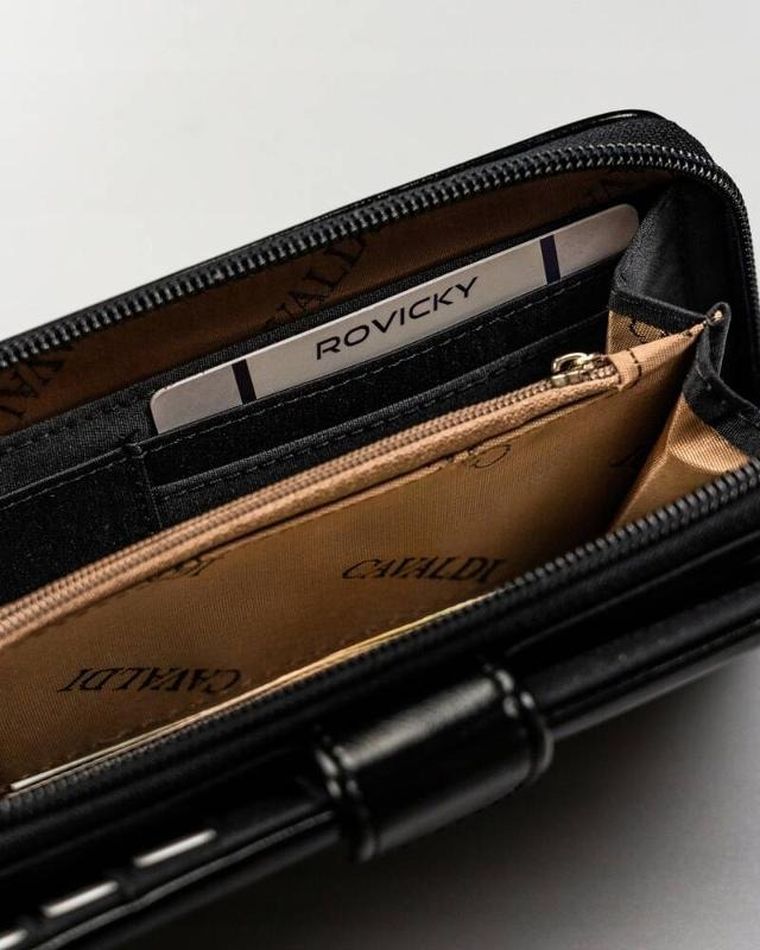 Portfel, czarny, skóra ekologiczna, Cavaldi