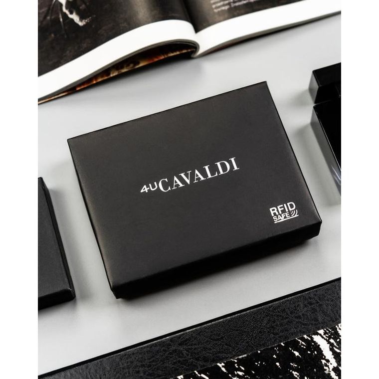 Portfel, czarny, skórzany, 4U Cavaldi