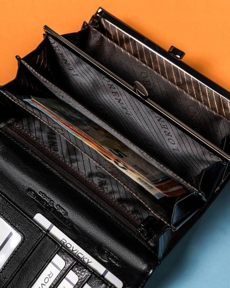 Portfel, czarny, skórzany, Lorenti