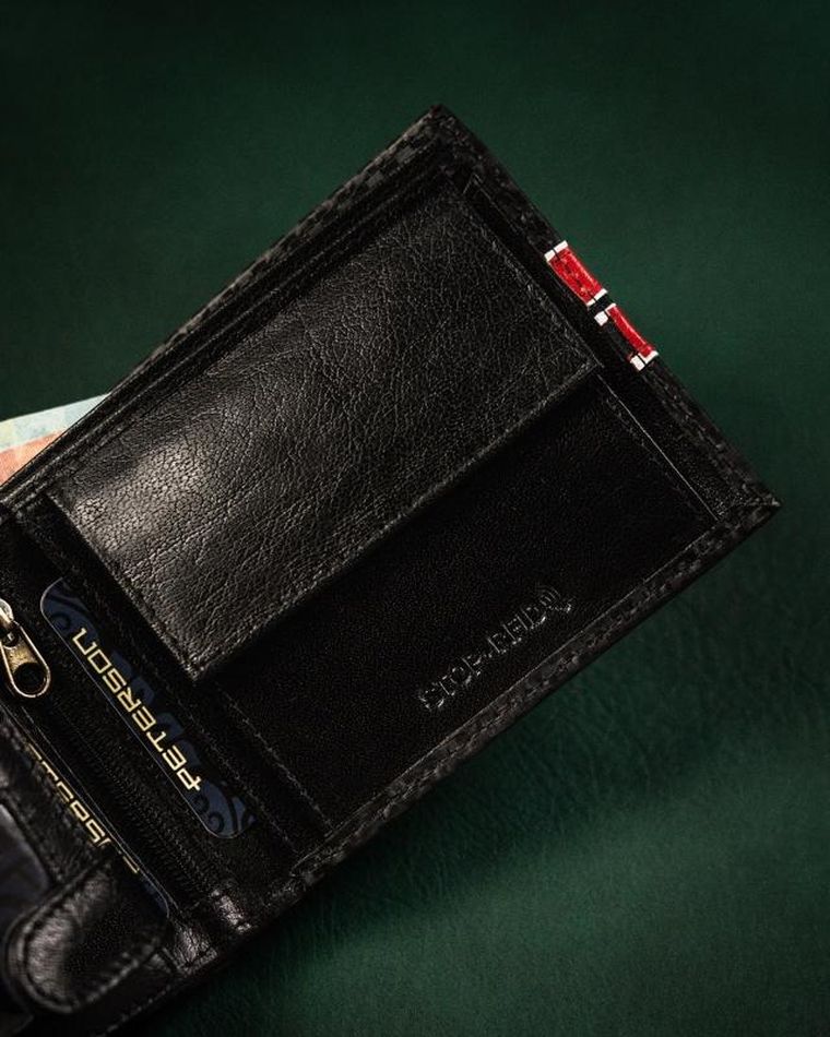 Portfel, czarny, skórzany, Peterson