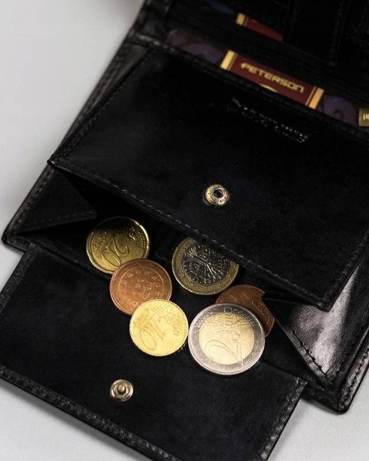 Portfel, czarny, skórzany, Peterson