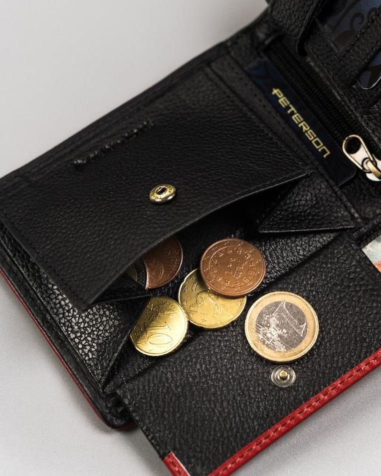 Portfel, czarny, skórzany, Peterson