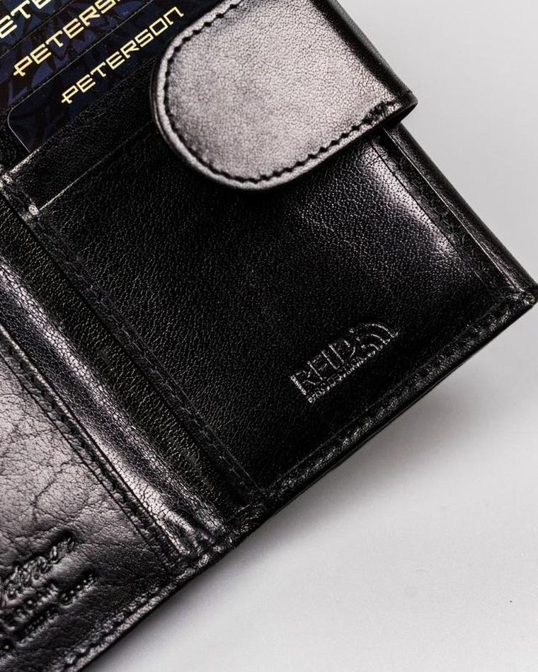 Portfel, czarny, skórzany, Peterson