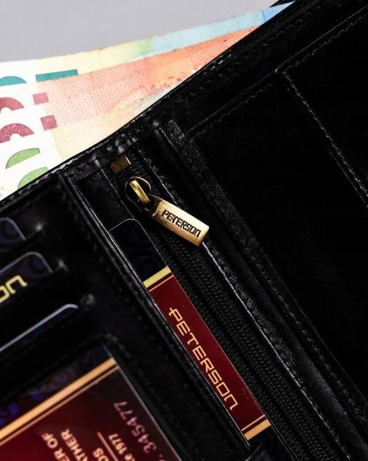 Portfel, czarny, skórzany, Peterson