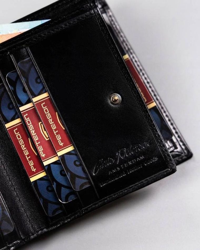 Portfel, czarny, skórzany, Peterson