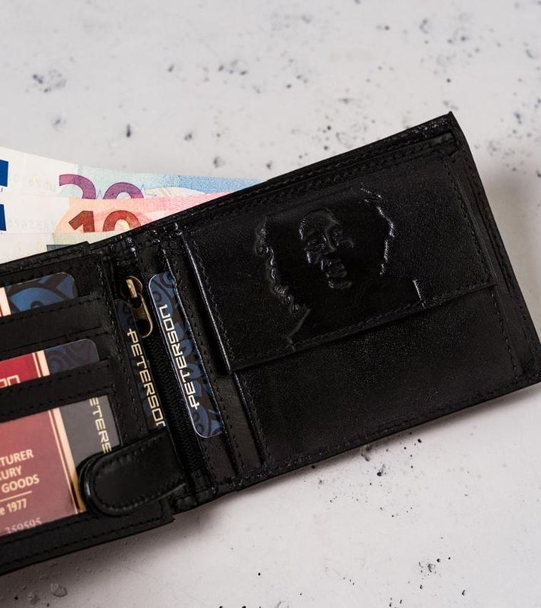 Portfel, czarny, skórzany, Peterson