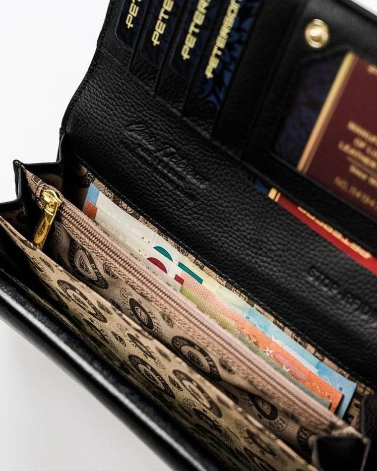 Portfel, czarny, skórzany, Peterson