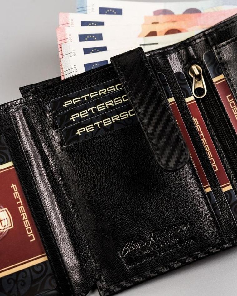 Portfel, czarny, skórzany, Peterson
