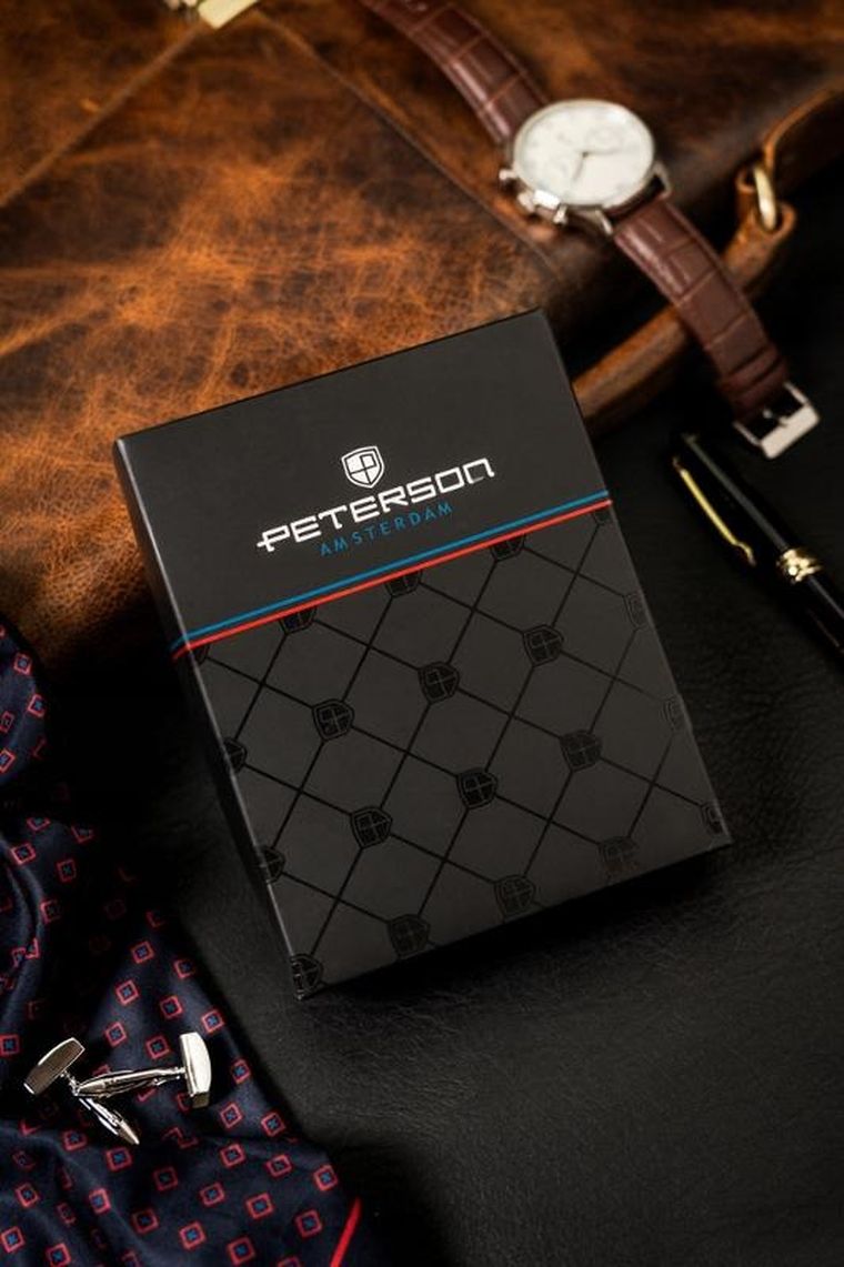 Portfel, czarny, skórzany, Peterson