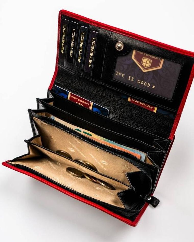 Portfel, czarny, skórzany, Peterson